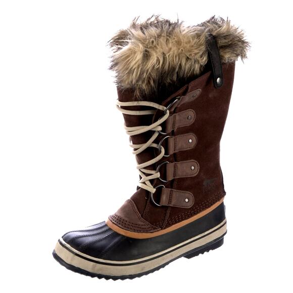 Sorel Womans 8 Joan of Arctic Waterproof Suede Winter Boots Fur Lining Brown EUC - Picture 2 of 5